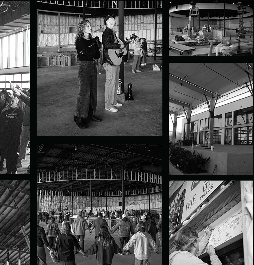 A photo collage of the UPPERROOM Dallas building project